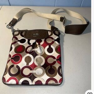 Coach Crossbody Bag in Cream, Brown, Red